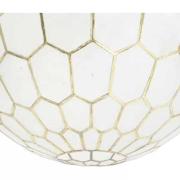 Creative CoOp Gold Honeycomb Globe Pendant Light Capiz White Seashells with Antique 16quotGold