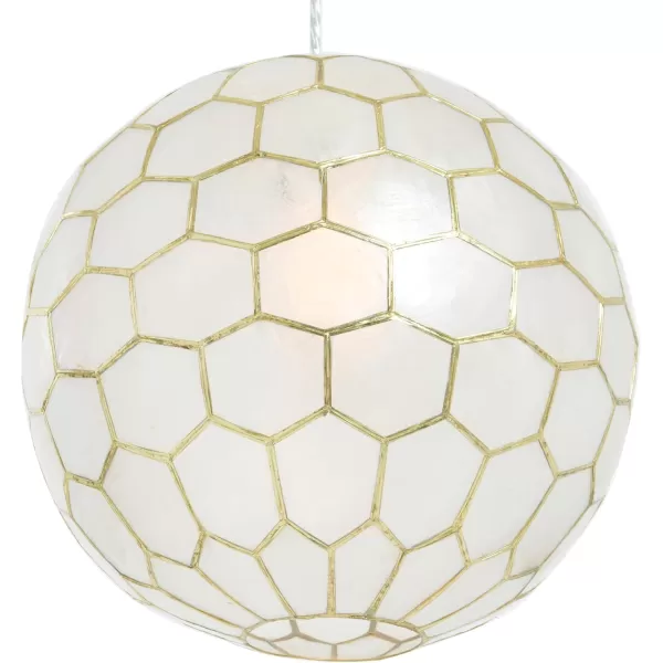 Creative CoOp Gold Honeycomb Globe Pendant Light Capiz White Seashells with Antique 16quotGold