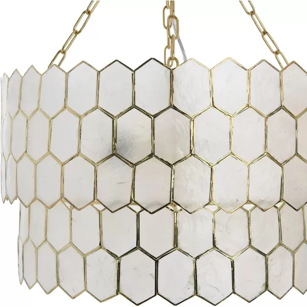 Creative CoOp Gold Honeycomb Globe Pendant Light Capiz White Seashells with Antique 16quotGold