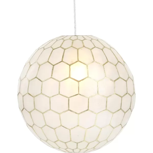Creative CoOp Gold Honeycomb Globe Pendant Light Capiz White Seashells with Antique 16quotGold