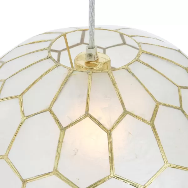 Creative CoOp Gold Honeycomb Globe Pendant Light Capiz White Seashells with Antique 16quotGold