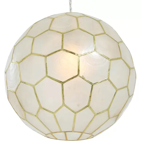 Creative CoOp Gold Honeycomb Globe Pendant Light Capiz White Seashells with Antique 16quotGold