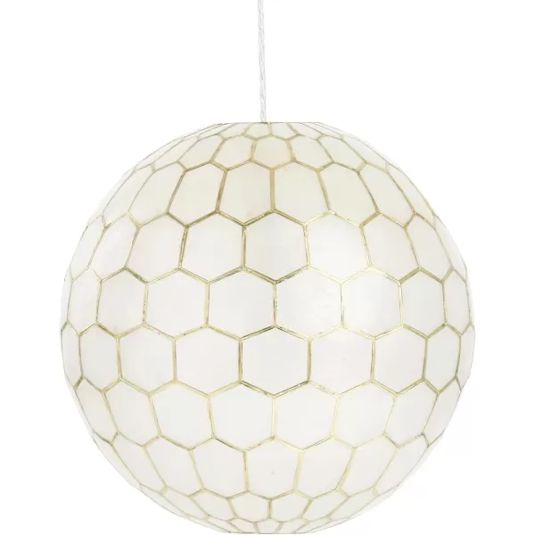 Creative CoOp Gold Honeycomb Globe Pendant Light Capiz White Seashells with Antique 16quotGold