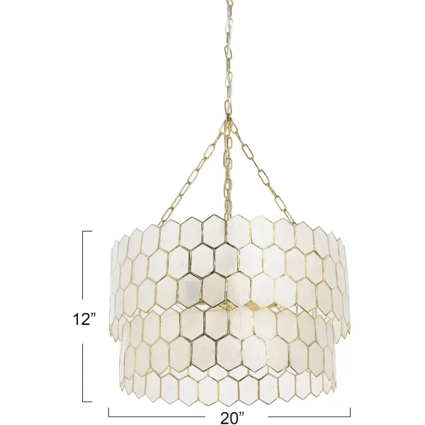 Creative CoOp Gold Honeycomb Globe Pendant Light Capiz White Seashells with Antique 16quotGold