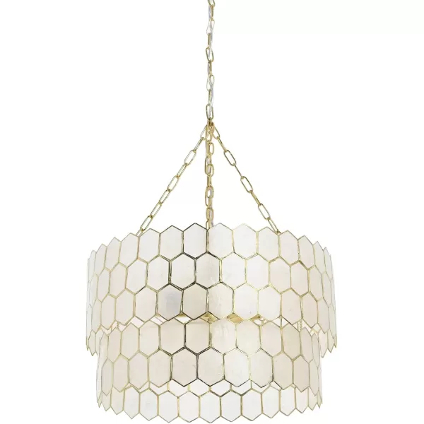 Creative CoOp Gold Honeycomb Globe Pendant Light Capiz White Seashells with Antique 16quotGold
