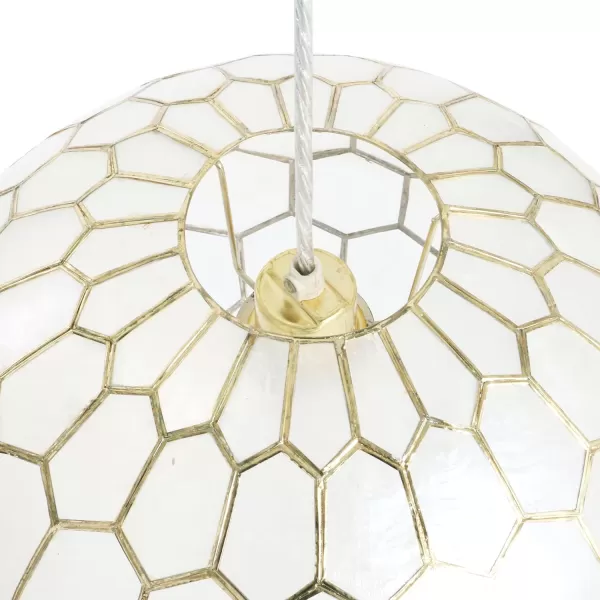 Creative CoOp Gold Honeycomb Globe Pendant Light Capiz White Seashells with Antique 16quotGold