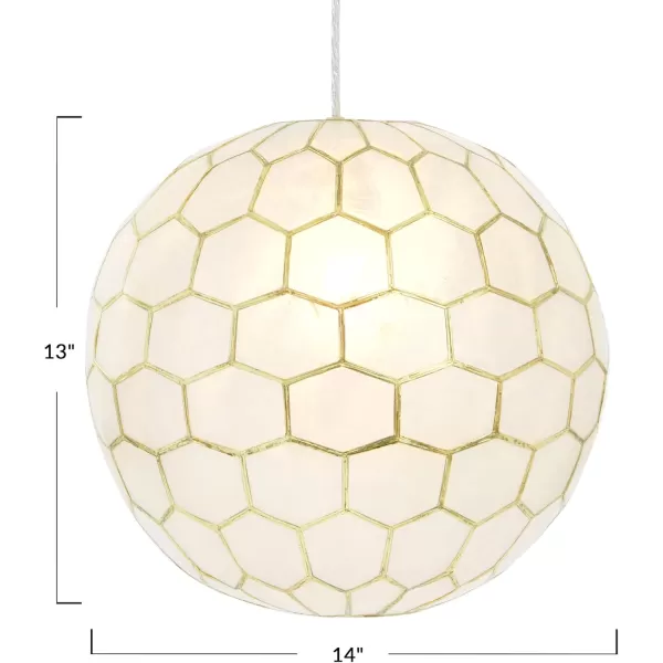 Creative CoOp Gold Honeycomb Globe Pendant Light Capiz White Seashells with Antique 16quotGold