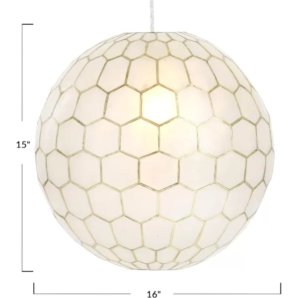 Creative CoOp Gold Honeycomb Globe Pendant Light Capiz White Seashells with Antique 16quotGold
