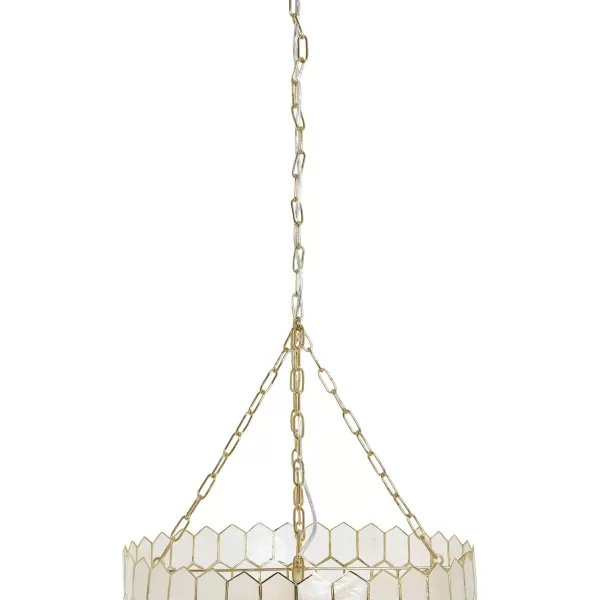 Creative CoOp Gold Honeycomb Globe Pendant Light Capiz White Seashells with Antique 16quotGold