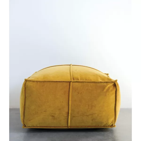 Creative CoOp Goldenrod Square Cotton Velvet PoufGoldenrod