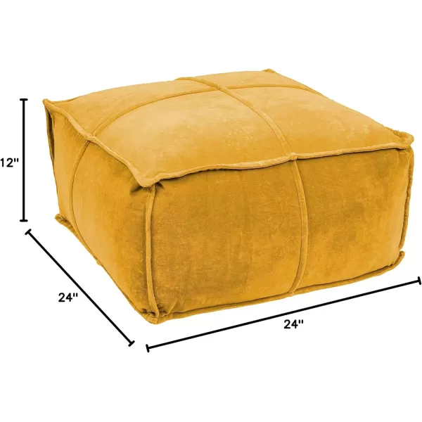 Creative CoOp Goldenrod Square Cotton Velvet PoufGoldenrod