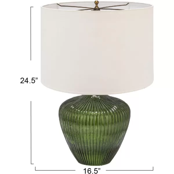 Creative CoOp Green Glass Table Lamp with White Drum Shade