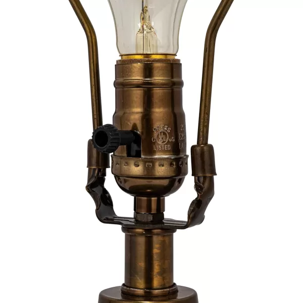 Creative CoOp Green Glass Table Lamp with White Drum Shade