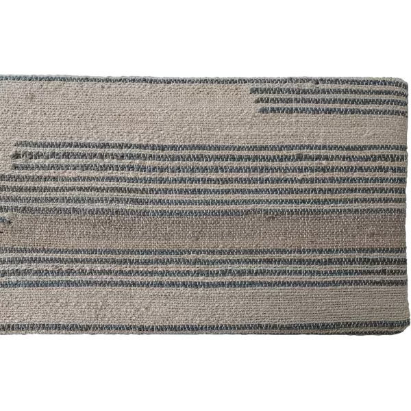 Creative CoOp Grey Woven Jute and Cotton Dhurrie Bench with Oak Wood Legs