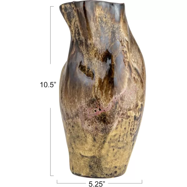 Creative CoOp HandPainted Stoneware Organic Vase with Reactive Glaze Multicolor