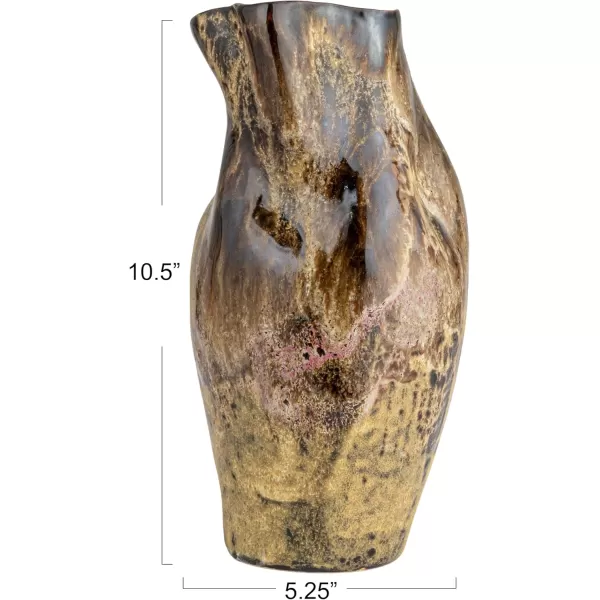 Creative CoOp HandPainted Stoneware Organic Vase with Reactive Glaze Multicolor