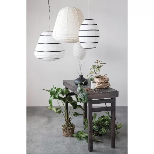 Creative CoOp Handmade Paper Pendant Lamp Set of 2 Lantern White