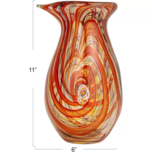 Creative CoOp Kaleidoscope Handmade Art Glass Vase Multicolor