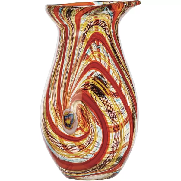 Creative CoOp Kaleidoscope Handmade Art Glass Vase Multicolor