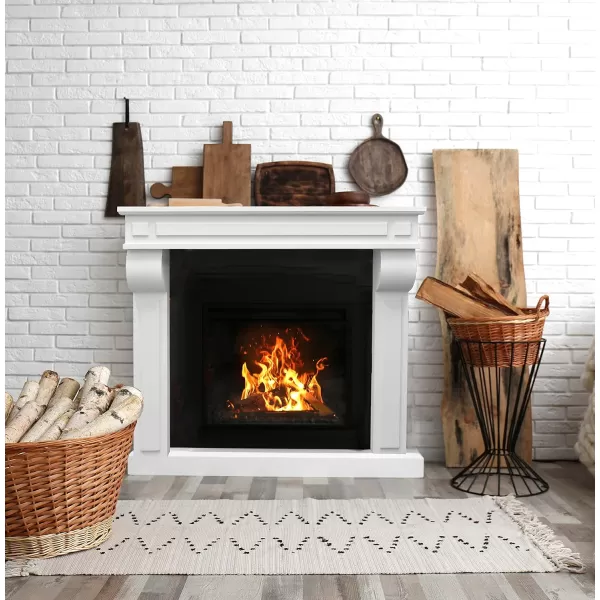 Creative CoOp Lodge Fireplace Mantel Distressed CreamWhite