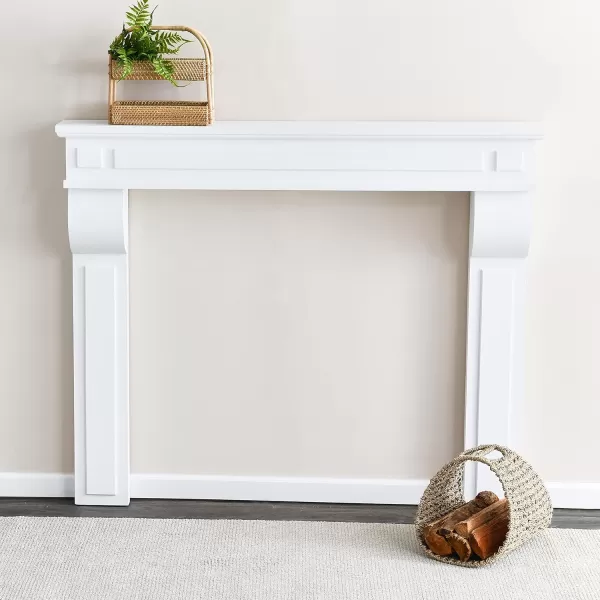 Creative CoOp Lodge Fireplace Mantel Distressed CreamWhite
