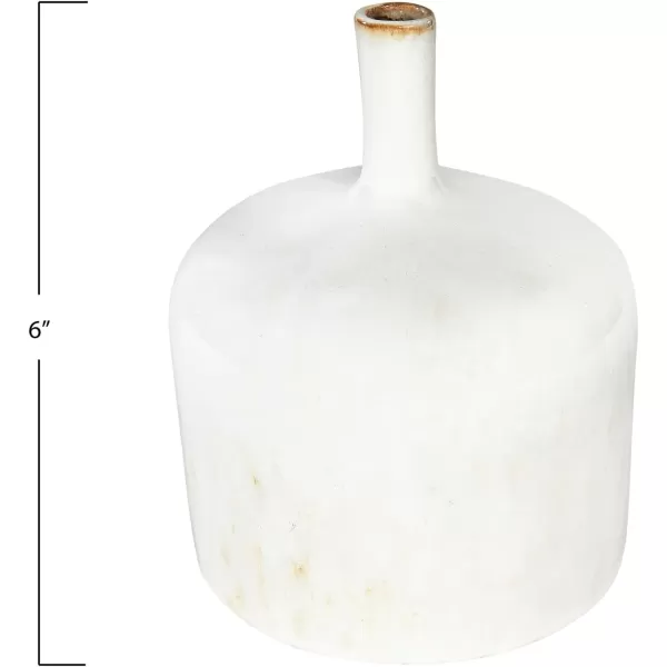 Creative CoOp Medium Cream Stoneware Green Accents ampamp Reactive Glaze Finish Each one Will Vary Vases WhiteSmall