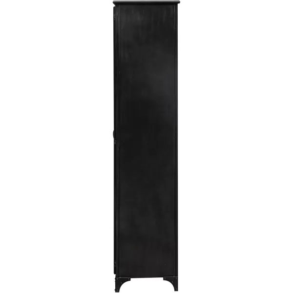 Creative CoOp Metal Display Glass Doors and Shelves Black Cabinet
