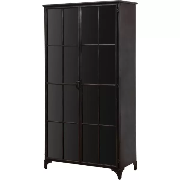 Creative CoOp Metal Display Glass Doors and Shelves Black Cabinet