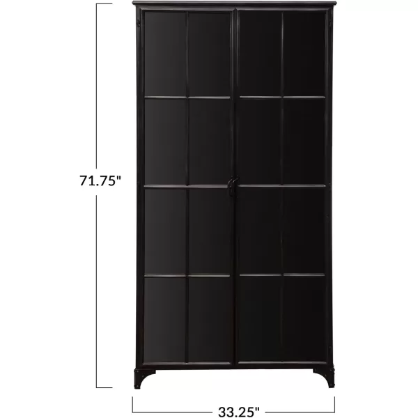 Creative CoOp Metal Display Glass Doors and Shelves Black Cabinet