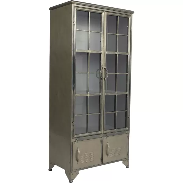 Creative CoOp Metal Shelves ampamp 4 Doors Cabinets and Shelf Units WhiteDistressed Black