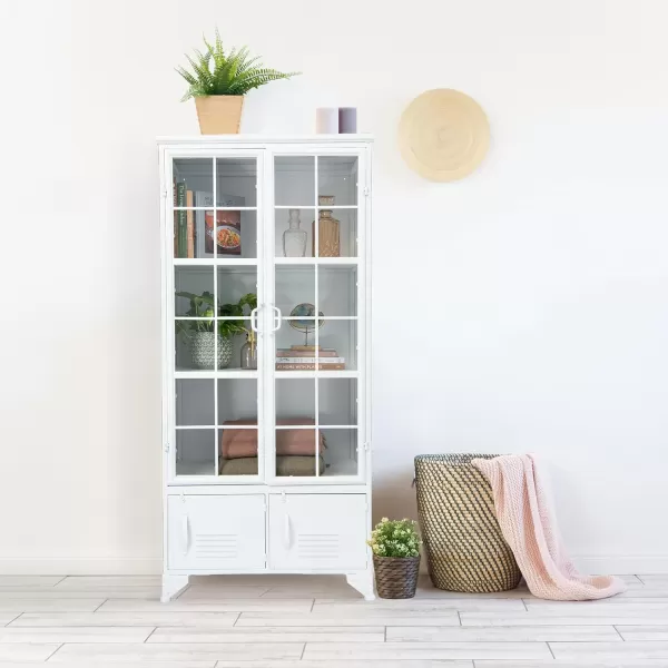 Creative CoOp Metal Shelves ampamp 4 Doors Cabinets and Shelf Units WhiteWhite