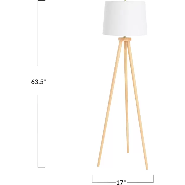 Creative CoOp Mid Century Modern Tripod Wood Floor Lamp with Linen Shade Natural and CreamNatural