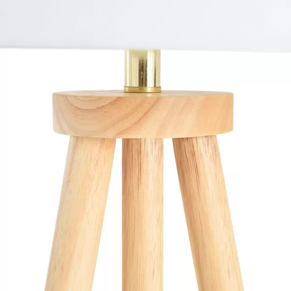 Creative CoOp Mid Century Modern Tripod Wood Floor Lamp with Linen Shade Natural and CreamNatural