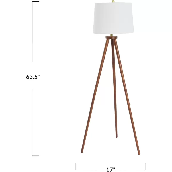 Creative CoOp Mid Century Modern Tripod Wood Floor Lamp with Linen Shade Natural and CreamWhite