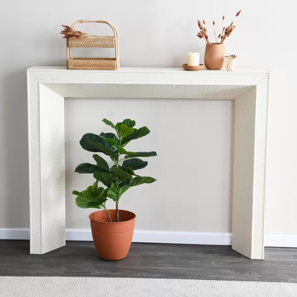 Creative CoOp Modern Fireplace Mantel WhiteDistressed Cream