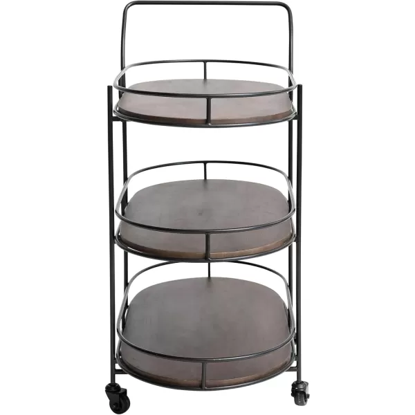Creative CoOp Modern Metal Wood Lined Shelves Black and Brown Bar Cart