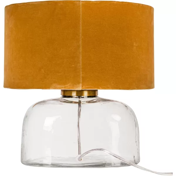 Creative CoOp Modern Table Lamp with Glass Base and Velvet Shade Mustard Yellow