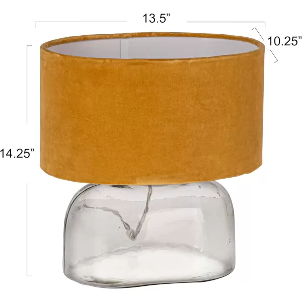 Creative CoOp Modern Table Lamp with Glass Base and Velvet Shade Mustard Yellow
