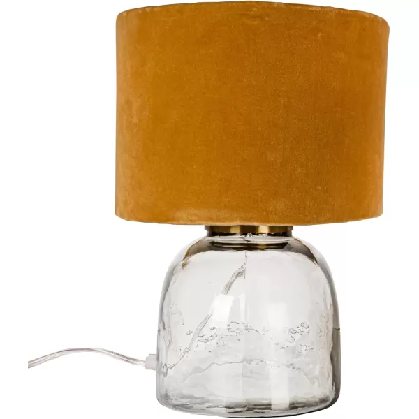 Creative CoOp Modern Table Lamp with Glass Base and Velvet Shade Mustard Yellow