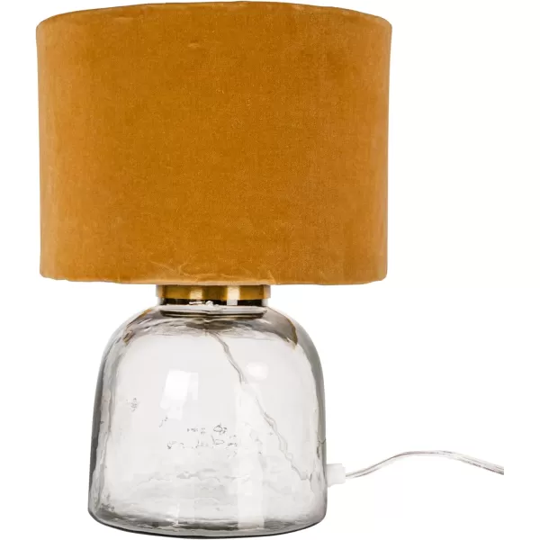 Creative CoOp Modern Table Lamp with Glass Base and Velvet Shade Mustard Yellow