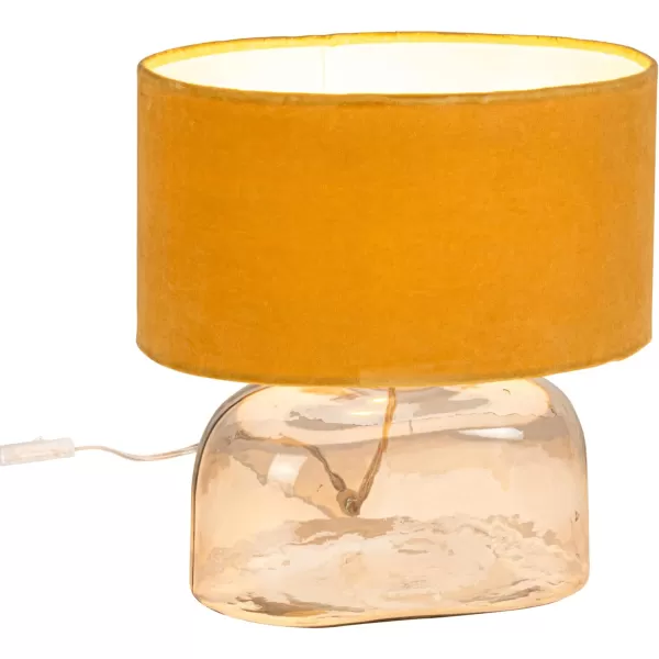 Creative CoOp Modern Table Lamp with Glass Base and Velvet Shade Mustard Yellow