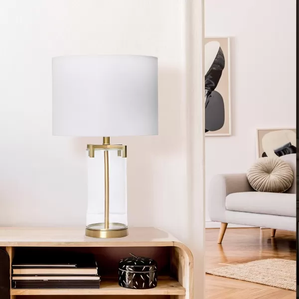 Creative CoOp Modern Transparent Bubble Glass and Metal Table Lamp Brushed Gold