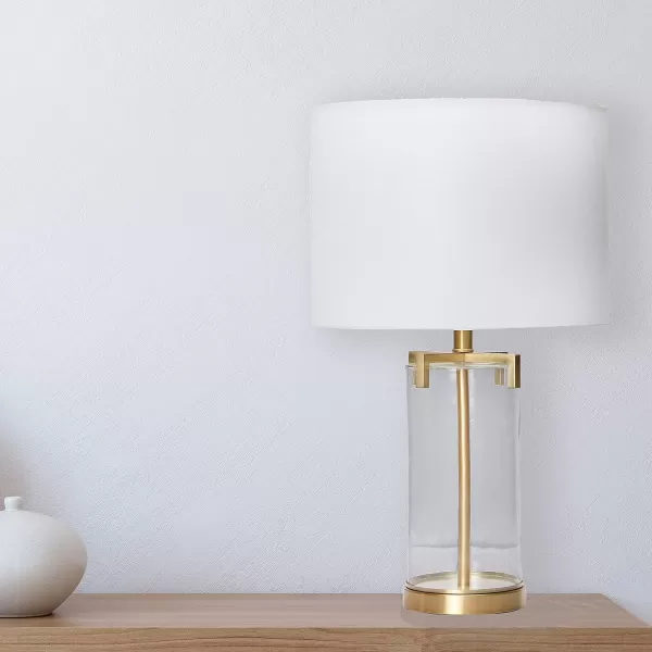 Creative CoOp Modern Transparent Bubble Glass and Metal Table Lamp Brushed Gold