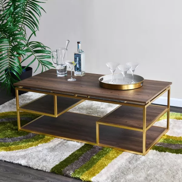 Creative CoOp MultiTiered Coffee Table Natural and Gold