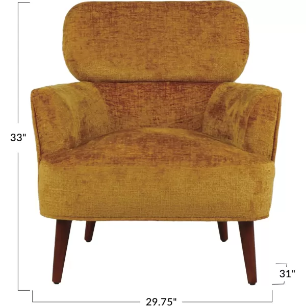 Creative CoOp Mustard Chenille Upholstered Arm Chair