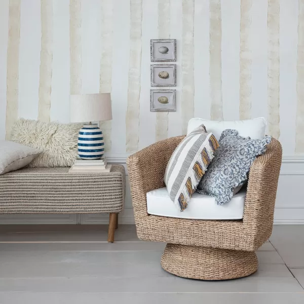 Creative CoOp Natural Acacia Wood and Water Hyacinth Swivel Chair