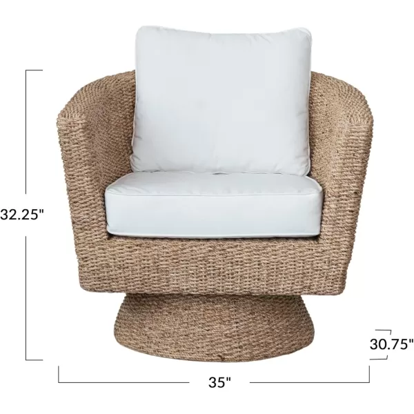 Creative CoOp Natural Acacia Wood and Water Hyacinth Swivel Chair