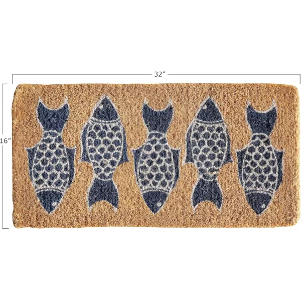 Creative CoOp Natural Coir Doormat with Fish Images