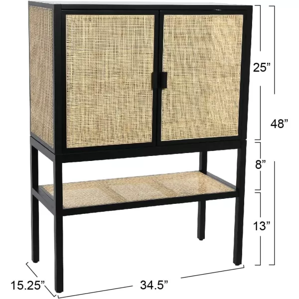 Creative CoOp Pine Wood Natural Rattan Details Cabinet GreyBlack