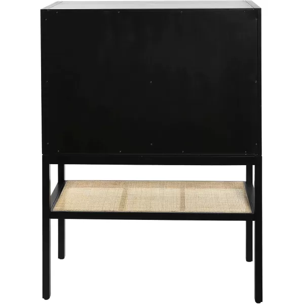 Creative CoOp Pine Wood Natural Rattan Details Cabinet GreyBlack